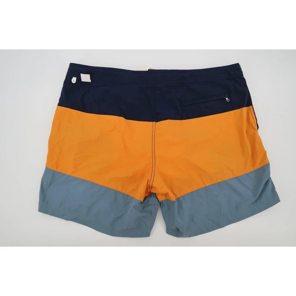 J. Crew Mens 38 Swim Trunks Blue Color Block Nylon Mesh Lined 6